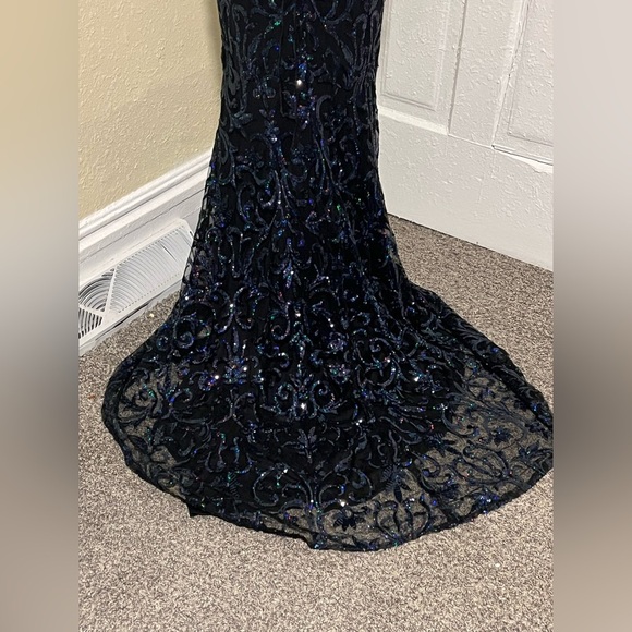 PromGirl Blue Sequin Embellished Sheath Dress - Picture 7 of 7